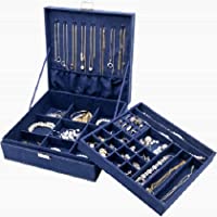 ProCase Estuche Joyero Grande Aterciopelado para Mujer- Caja Organizadora de 2 Pisos con Colgador de Collares Pendientes…